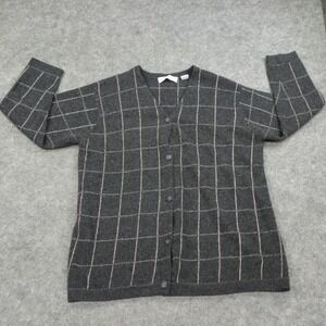 Vintage Chaus Sweater Womens 2 Cardigan Lambswool Black 3/4 Sleeve Black Pink